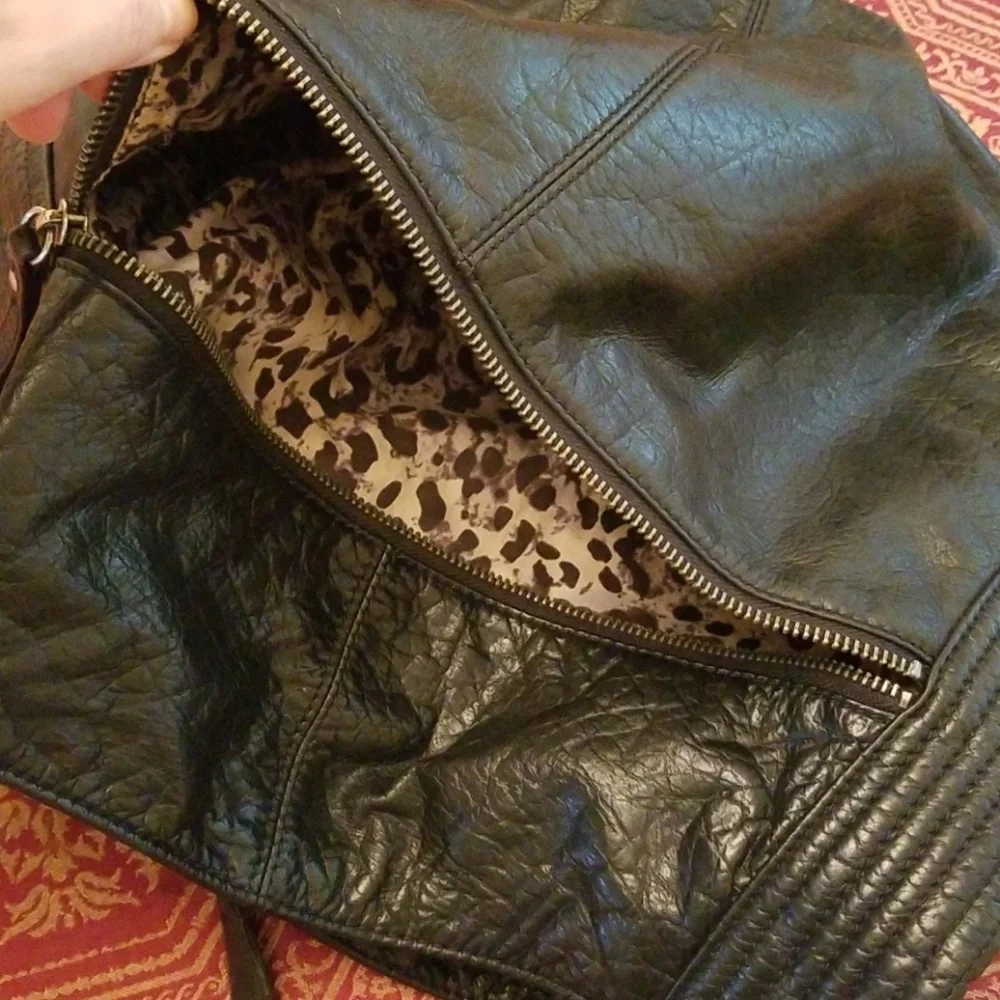 Andrew Marc genuine leather hobo bag, black